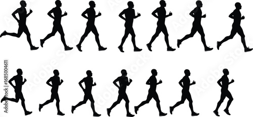 Silhouette of man running, jogging exercise, fitness training, athletic lifestyle, sports workout, healthy activity, outdoor cardio endurance, active movement