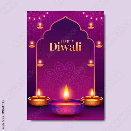 Happy Diwali indian fetival of lights celebration Indian Traditional card background. Diwali celebration vector illustration design