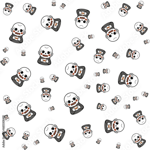 Cute cartoon skulls holding coffee cups in various orientations skeleton drink