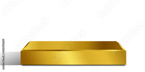 Low golden cube block podium vector for unique displays, conceptual art, and design. This abstract, modern look is perfect for presentations, product showcases, or futuristic themes.