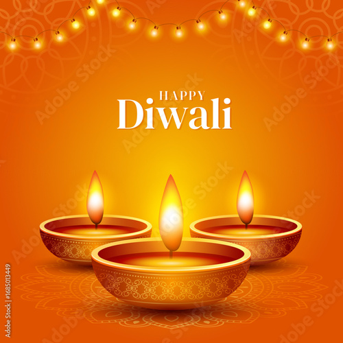 Happy Diwali indian fetival of lights celebration Indian Traditional card background. Diwali celebration vector illustration design