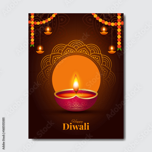 Happy Diwali indian fetival of lights celebration Indian Traditional card background. Diwali celebration vector illustration design