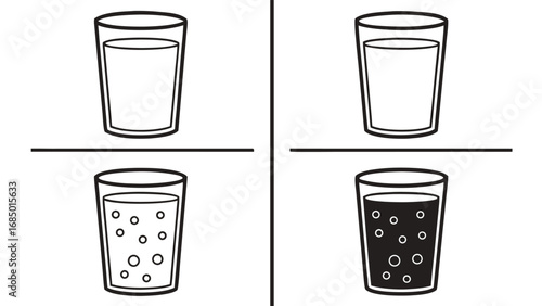 Four glasses of drinks liquid beverage