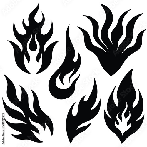 Stylized black tribal flames fire