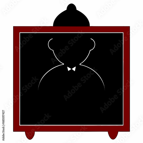 Vector silhouette of a man in a bow tie on a TV screen