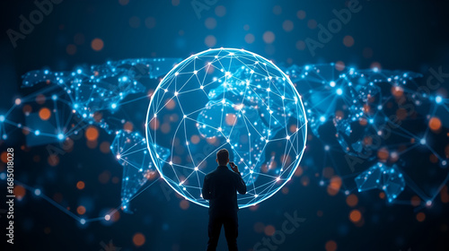 Contemplator of the world wide web.Abstract plexus background for different events and projects.Seamless loop.