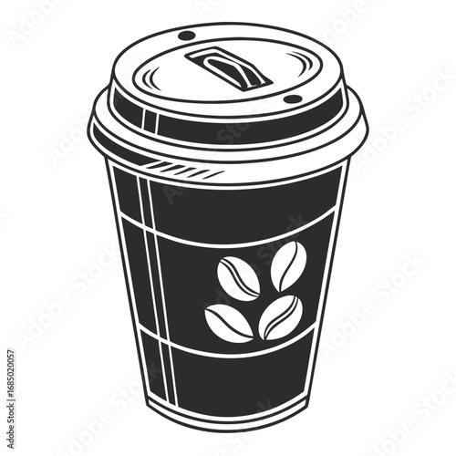 Minimal Solid Icon of Takeaway Coffee Cup with Lid
