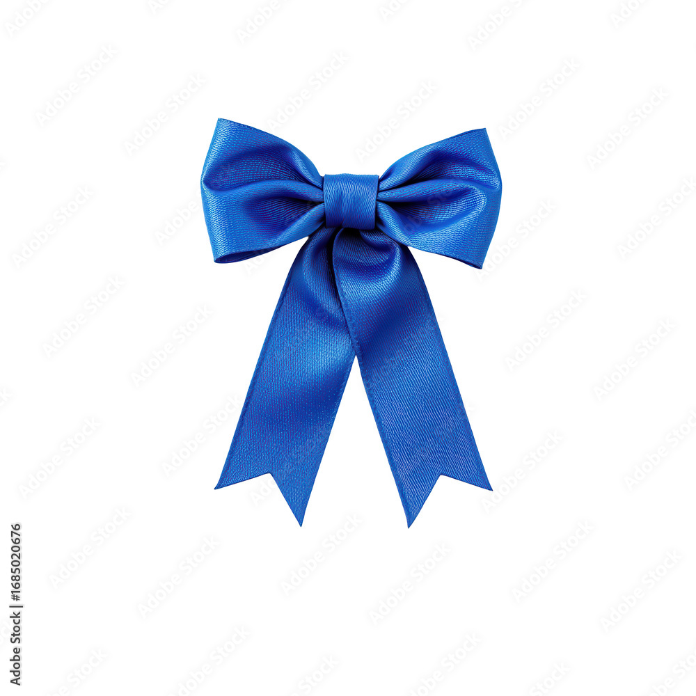 Naklejka premium Elegant Blue Bow Ribbon with Smooth Satin Texture and Perfect Ties