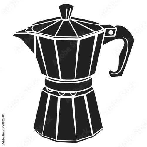 Solid Coffee Pot Icon Flat Vector Black Silhouette