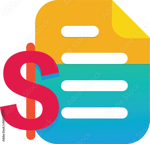 Dollar sign on a document icon representing finance and payment