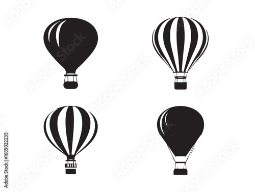 Stunning Air Balloon Silhouette Icon Set for Stock Images  