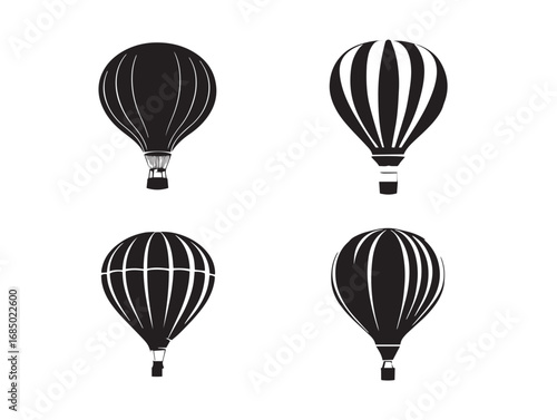 Decorative Hot Air Balloon Icons Collection for Modern Design  
