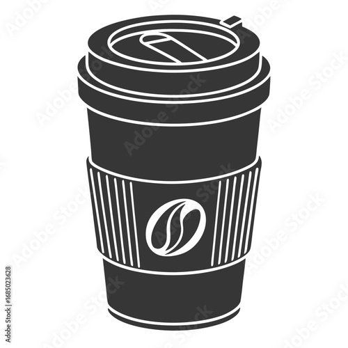 Solid Icon of Reusable Eco Coffee Cup Flat Black