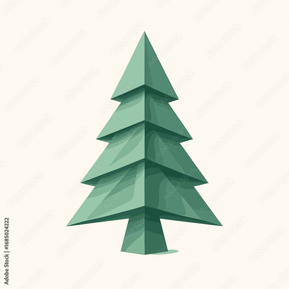 Fototapeta premium Christmas Origami Tree Minimalist Vector Illustration