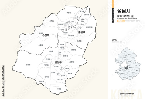 경기도 성남시 행정동 윤곽선 지도