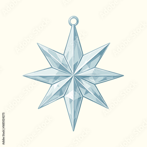 Christmas Crystal Glass Star Minimalist Vector Illustration