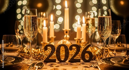 Elegant New Year's Eve Dinner Table Setting for 2026