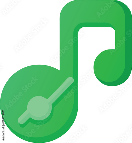 Green music note with clock