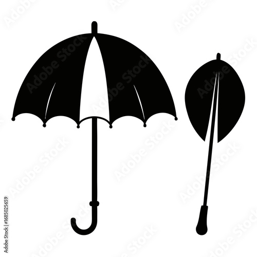black umbrella isolated on white