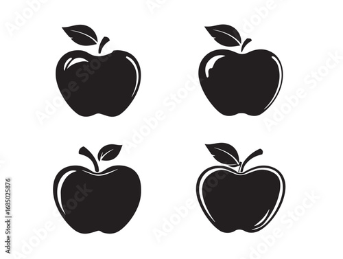Artistic Apple Fruit Silhouette Set for Creative Design Needs  