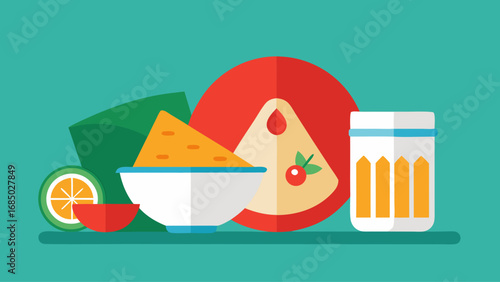 A plate of food with a slice of cake and a cup of coffee. The plate has a bowl of soup and a piece of fruit