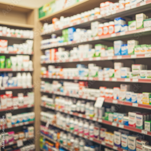Wallpaper Mural Pharmacy drugstore blur abstract backbround with medicine and healthcare product on shelves. Torontodigital.ca