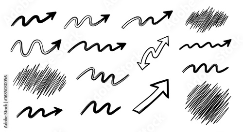 Sketch arrows scribble line doodle set vector graphic design illustration art direction handmade drawing handmade pen pencil marker