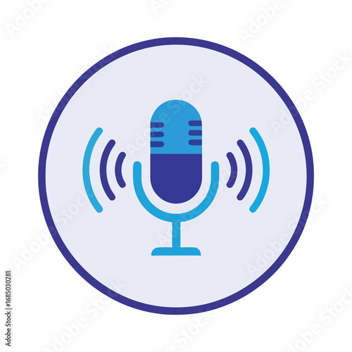 Microphone Icon with Sound Waves, Symbolizing Audio and Voice Recording