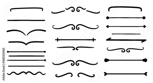 Decorative divider lines set vector graphic design illustration art ornate text underline border decoration element