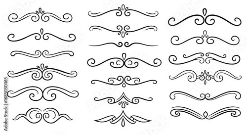 Floral divider flourish ornament line art decorative vector graphic design illustration border calligraphy vintage element swirl scroll doodle
