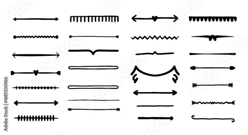 Hand drawn underline sketch scribble doodle vector line graphic design art dividing text decor