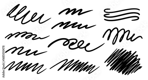 Scribbles sketch scribble hand drawn doodle pencil pen marker set vector graphic design art underline shape