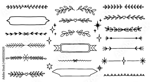 Doodle divider frame set line art design hand drawn handmade pencil pen graphic business infographic journal vector decoration