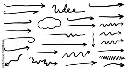 Arrows sketch scribble hand drawn handmade set vector graphic design illustration art business infographic pointing line shape