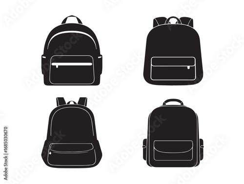 Creative Backpack Silhouette Icon Set with Unique Appeal  
