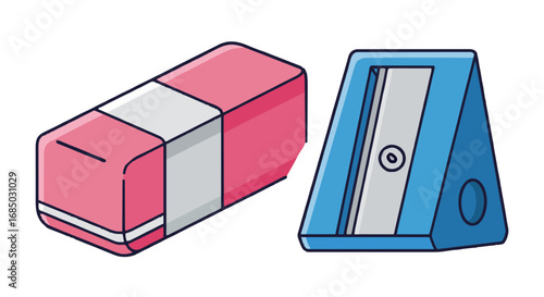 Discover the perfect pink eraser and blue pencil sharpener for all your school and office stationery needs, making your writing tasks effortless and fun