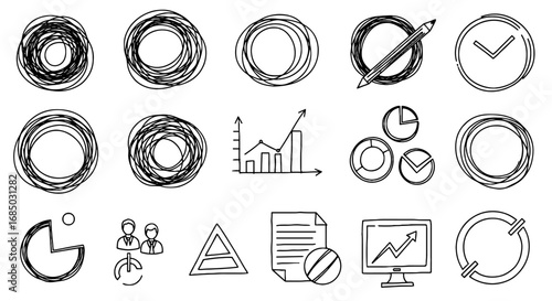 Doodle sketch circle business chart infographic hand drawn vector graphic design illustration art set pencil pen marker line outline shape