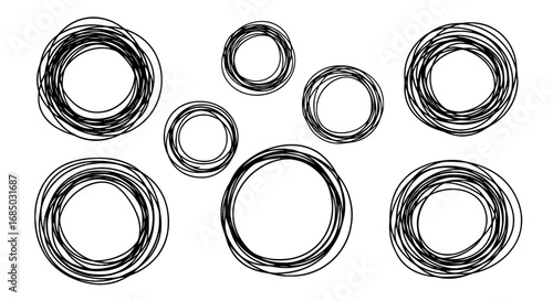 Scribble circles hand drawn sketch lines vector graphic design illustration art set messy abstract chaos