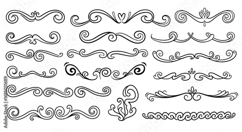Swirl doodle hand drawn divider vector graphic design illustration flourish ornate decorative separator element line scroll vintage elegant border