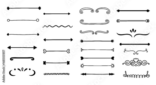 Divider line set border ornament decoration vector graphic design illustration art vintage element separator decorative handmade text break