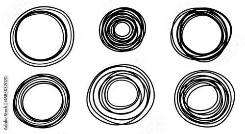 Abstract scribbled circles hand drawn set vector graphic design illustration art shape line stroke outline doodle