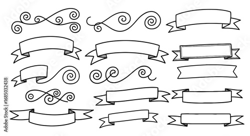 Swirls, banner vector drawing art graphic design illustration decorative scroll element ribbon divider template outline