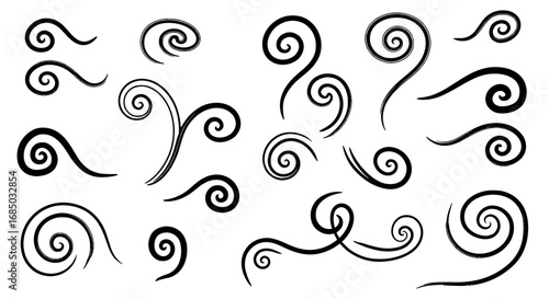Swirls flourish scroll doodle design art illustration vector decorative element graphic ornament flourish spiral line pattern hand drawn