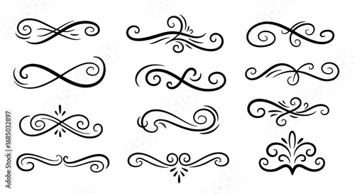 Scroll ornament swirl flourish decorative design art illustration vector graphic elegance invitation vintage flourish