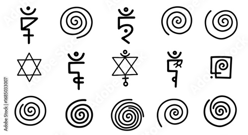 Symbol mystic spiritual sacred esoteric hieroglyphs icon doodle art graphic design illustration sign drawing emblem religion
