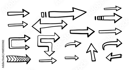 Arrow sketch doodle drawing handmade vector graphic design arrow sign symbol pointing direction guide infographic outline
