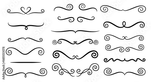 Ornament flourish vintage line swirl divider vector graphic design illustration art decorative swirl text element curly header footer