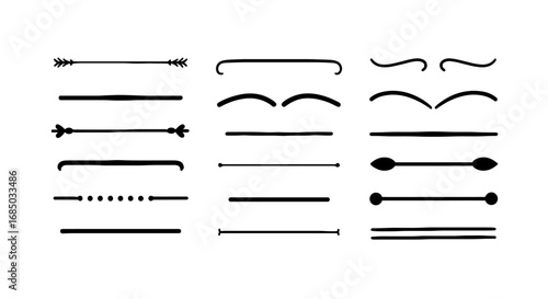 Divider line element set hand drawn handmade pencil pen marker vector graphic design art business infographic journal shape outline