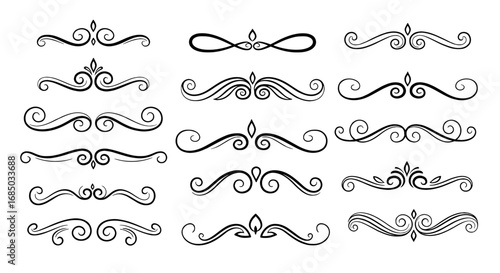 Ornamental swirl filigree border line art vector flourish divider vintage decorative elegant flourish graphic design template elements