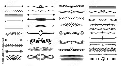 Ornament line set, divider, decorative, vector, graphic design, illustration, art, elegant, border, flourish, vintage, text, page, symbol, template, design element